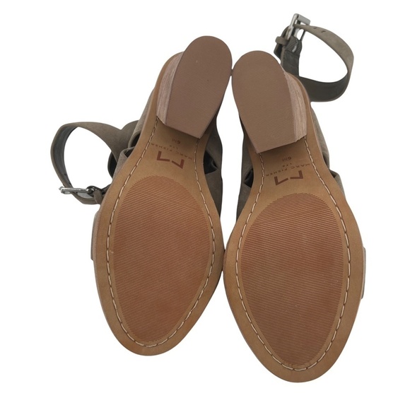 Marc Fisher Taupe Suede Valen Criss Cross Block Heel Sandals 6 Women’s - Picture 9 of 10